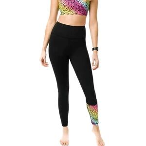 ZYIA Black Active High Waist Leggings Rainbow Leopard 12